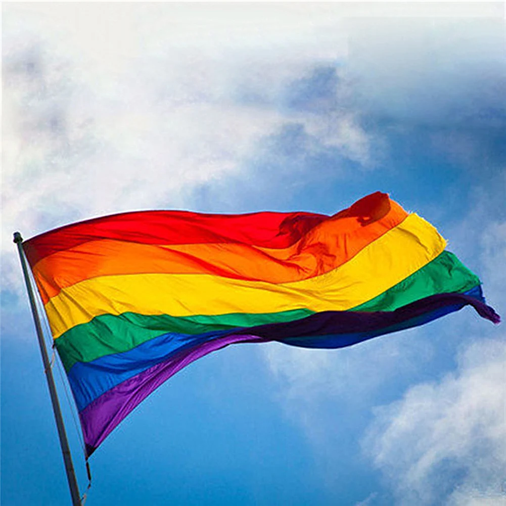 

90*60cm Rainbow Flag 1pc Lesbian Gay Parade Banners LGBT Friendly Banners Pro Lesbian Pride LGBT Polyester Colorful