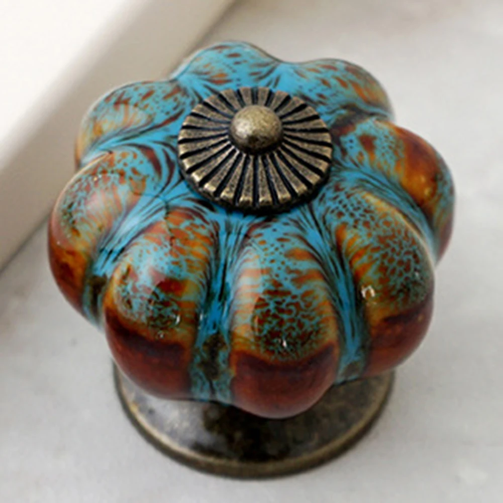 Retro Round Pumpkin Shape Ceramic Drawer Cabinet Wardrobe Door Handle Knob Decor | Дом и сад