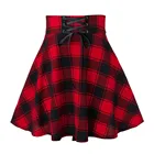 Женская короткая плиссированная юбка Goth Y2K, летняя клетчатая юбка с высокой талией, в стиле ретро, на шнуровке, в стиле панк