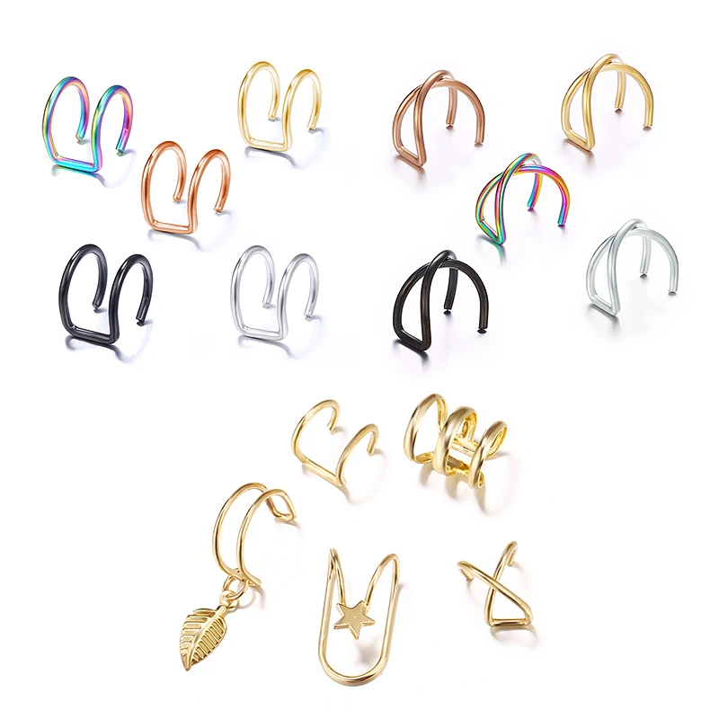 Серьги Клипсы из сплава для мужчин и женщин двойные украшения хрящевых тканей