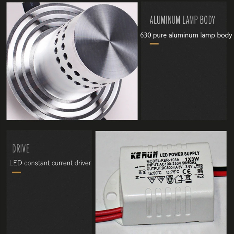 

LED color wall lamp 7-color spiral surface mounted spotlight 3W spotlight KTV bar home decoration art wall lamp 110V-220V LED sp