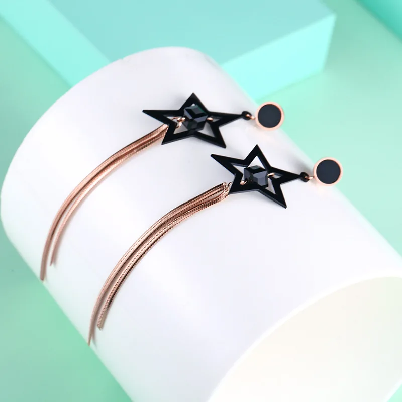 Круглые золотые серьги с кисточками в виде пентаграммы для женщин ювелирные