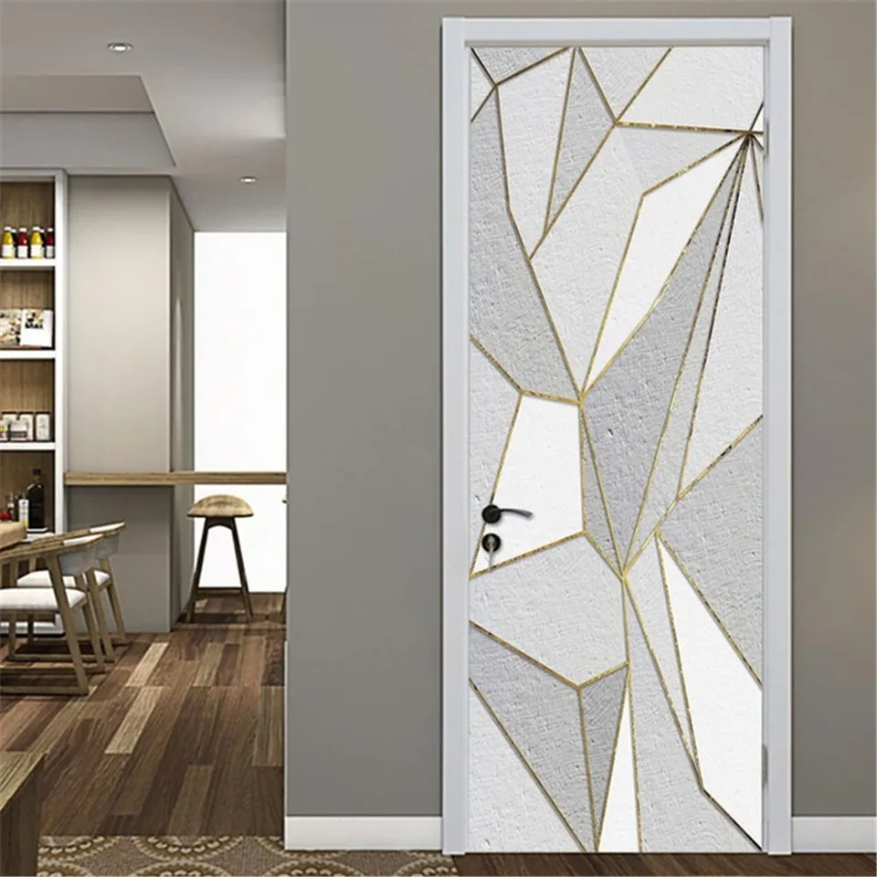 2Pcs/Set Forest Door Sticker Wallpaper PVC DIY Self-adhesive Waterproof Poster Seascape Wall Mural Decals Home Decor deursticker | Дом и сад