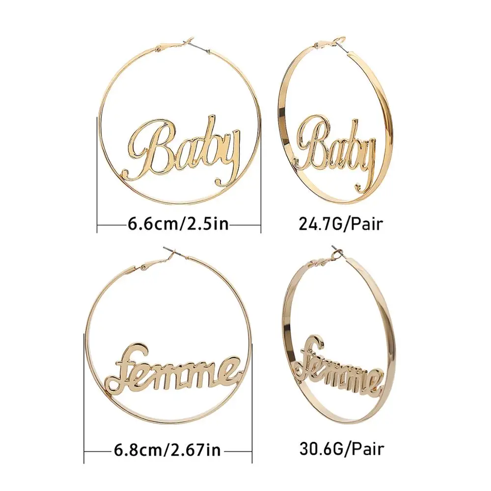 

SHIXIN Exaggerated Big Hoop Earrings Women Fashion Jewelry Baby Femme Letter Circle Round Oorbellen Brincos Female Brincos Gifts