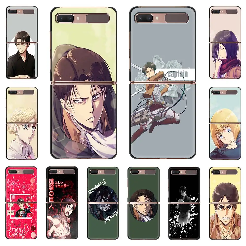 

Phone Case For Samsung Galaxy Z Flip Fold Hard PC Cover For Galaxy ZFlip 5G Mobile Bag Back Shell Anime Attack On Titan fundas