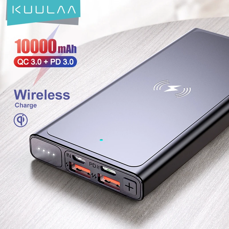 KUULAA Power Bank 10000mAh Wireless charger portable charger wireless charging powerbank For iPhone 12 11 pro max Samsung Xiaomi