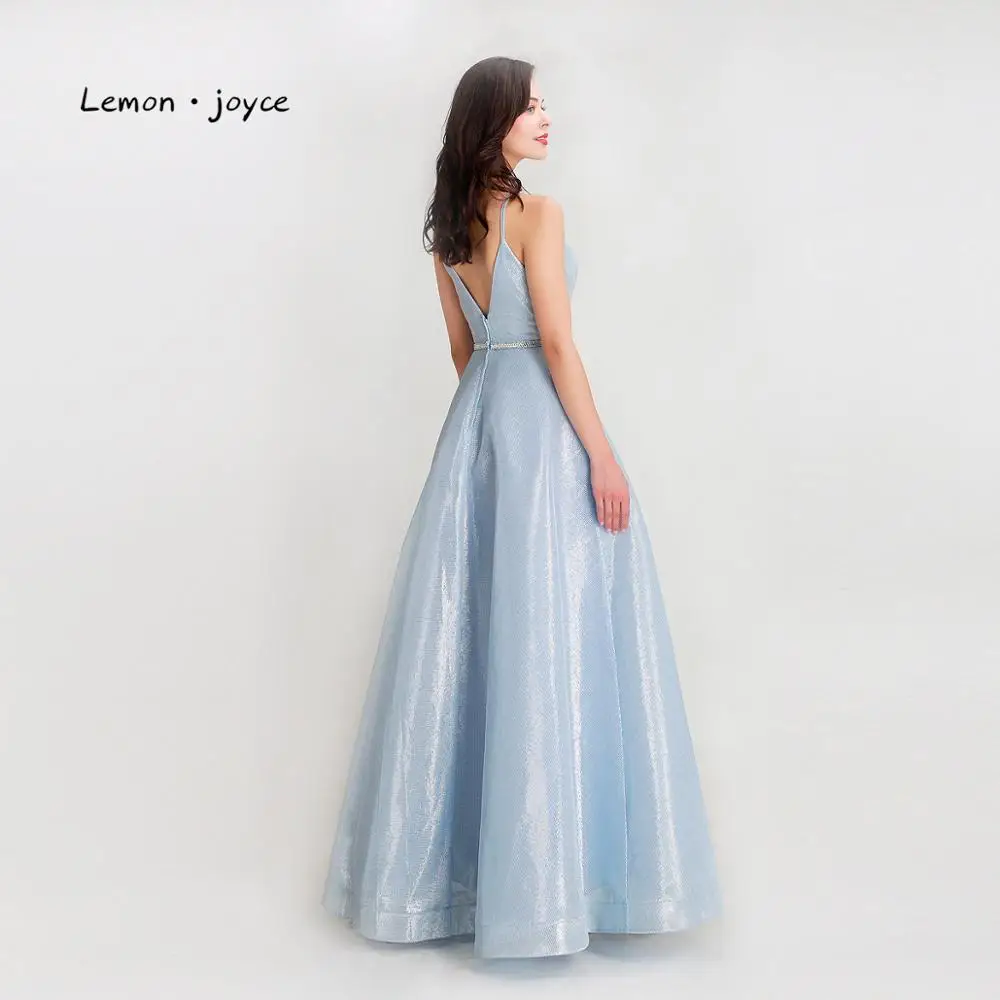 Lemon joyce Light Blue Prom Dresses 2020 Sexy V-neck Backless Simple Evening Party Gowns Plus SIze | Свадьбы и торжества