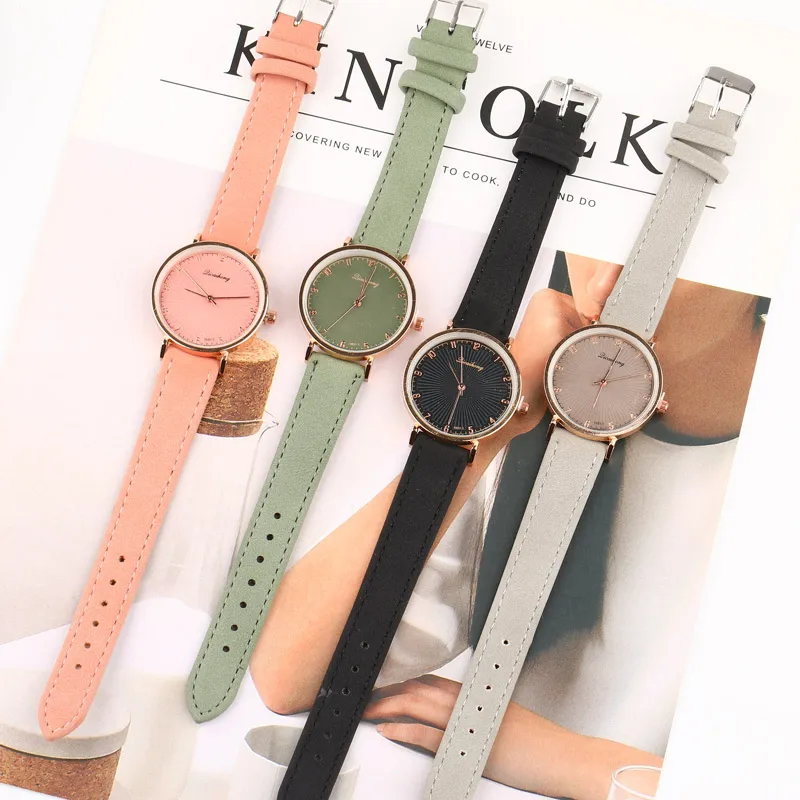 Винтажные женские кварцевые часы Модные Зеленые Элегантные повседневные с