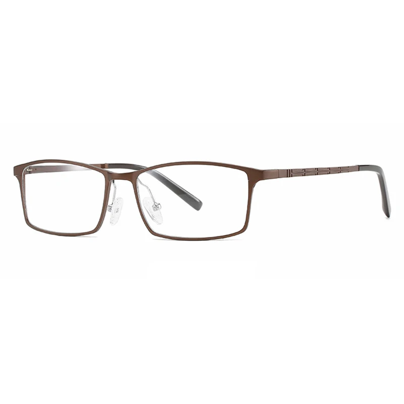 

New Arrival Full Rim Eyeglasses Frame Alloy Rectangular Metal Eyeglasses Spectacles with Spring Hinge on the Temple Legs