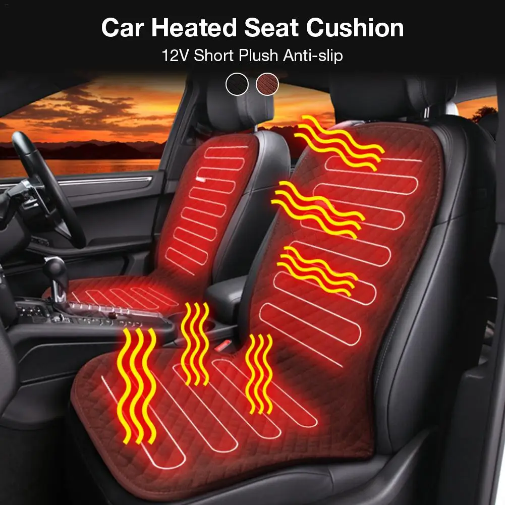 Два слоя Автомобильная подушка сиденья с подогревом 12V Короткие Плюшевые ботинки