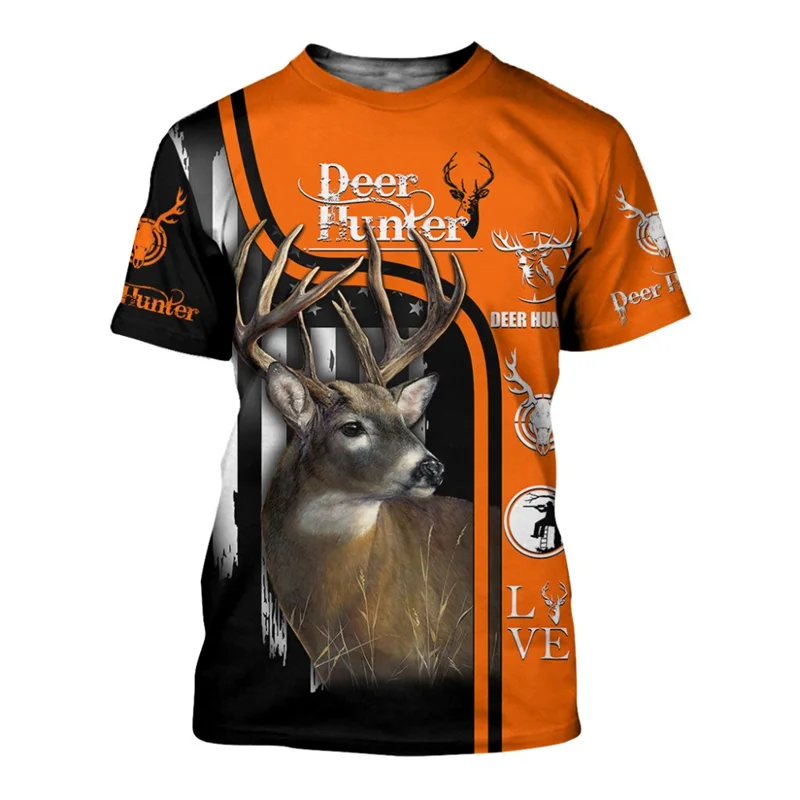 

Fashion 3D printing T-shirt color Deer Animal Harajuku Summer Short Sleeve Shirt casual men's and women's universal T-shirt