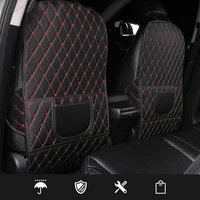 pu leather anti child kick pad for car waterproof seat back protector cover universal auto anti mud dirt pads with storage bag