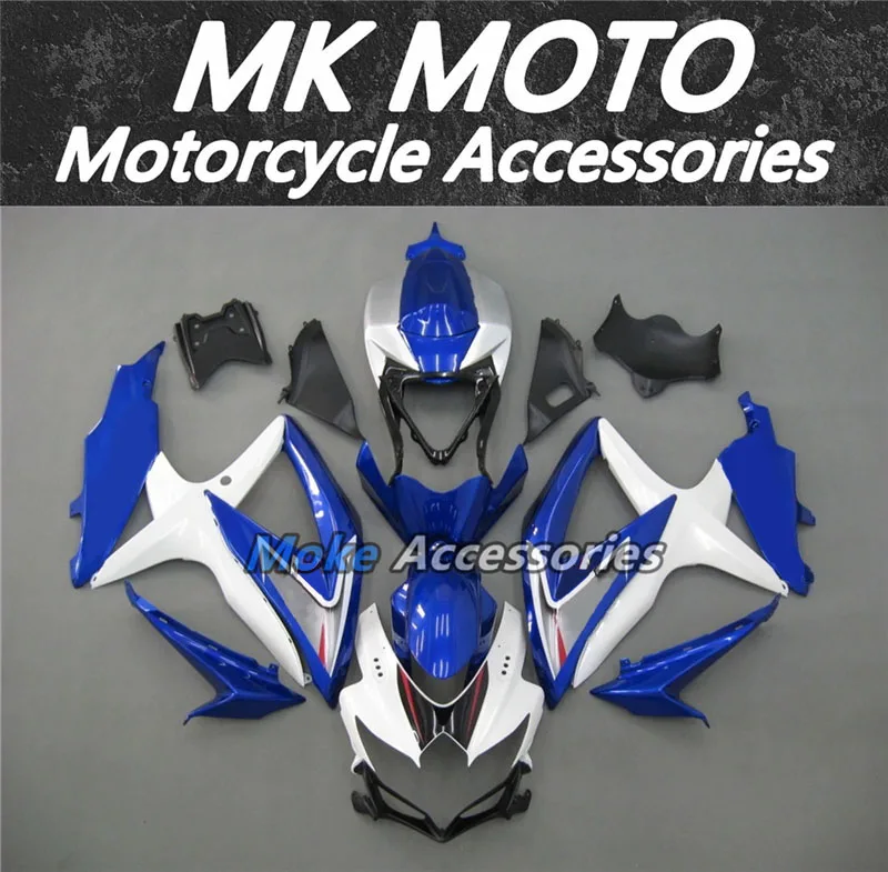 Комплект обтекателей для мотоцикла, подходит для gsxr600/750 2008 2009 2010, кузов высокого качества Abs под давлением, синий, белый