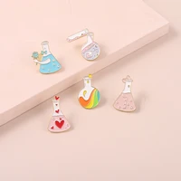 chemical rainbow beaker enamel pins bottle of galaxy pink heart bowknot metal brooches badges pins up gift for science lover