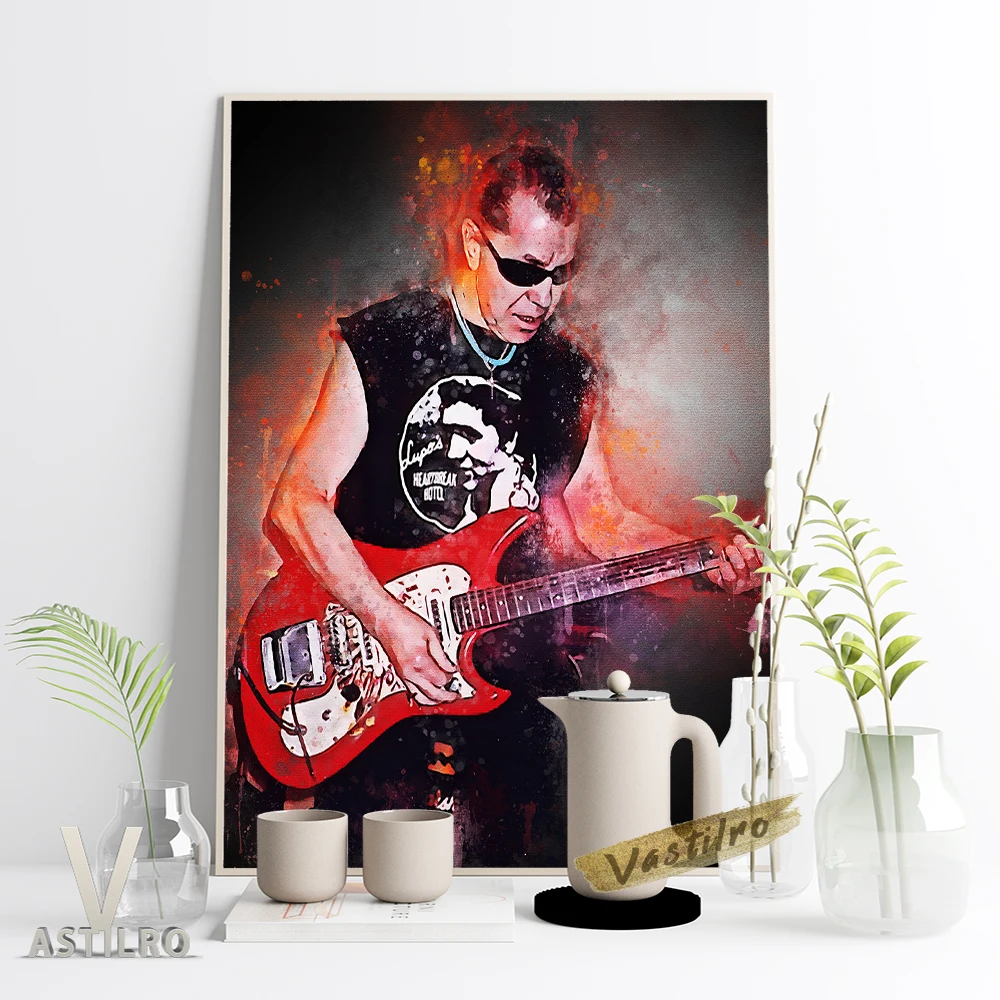 

Watercolor Rock Music Legends Wall Art Poster All Star Guitarist Portrait Modern Canvas Painting Bar Pub Club Fans Gift Decor