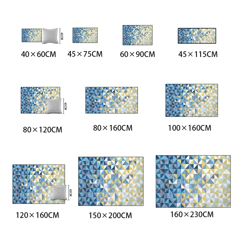 Напольные коврики в скандинавском стиле с геометрическим рисунком желтого и