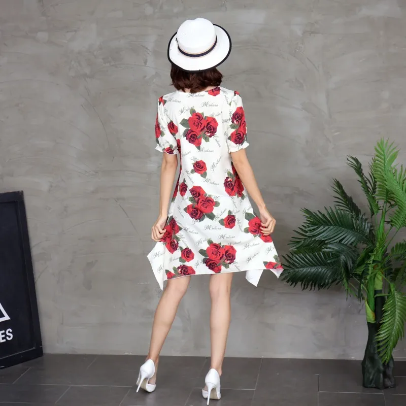 Женское платье трапециевидной формы с круглым вырезом и коротким рукавом vestidos