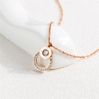 korean style fashion stainless steel necklace for women creative niche design wild roman numerals rose gold pendant jewelry 47cm