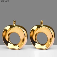 modern ceramic hollow apple crafts golden silver apple ornaments living room office craft gift fruit furnishings home decoration
