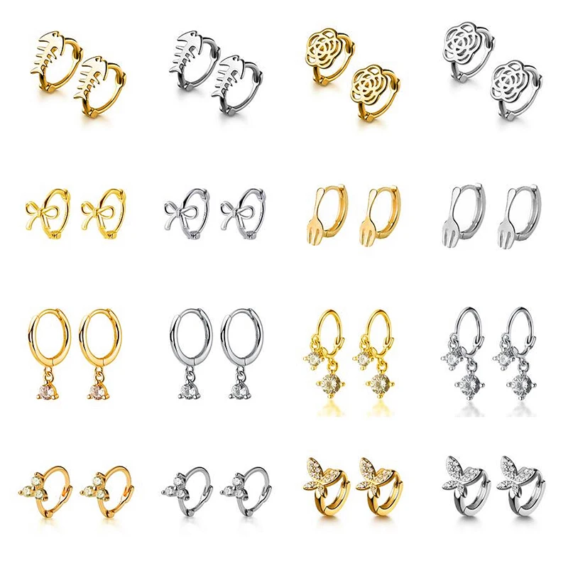 

Женские серьги-кольца из серебра 925 пробы, с фианитом