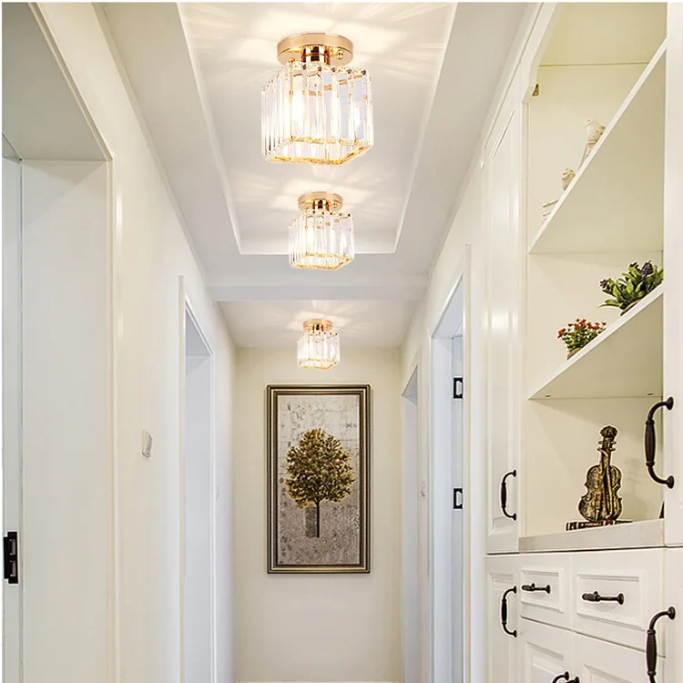 

LED Ceiling Lamp Corridor Porch Lamp Crystal Aisle Lamp Entry American Balcony Simple Modern Circular Staircase Lamp