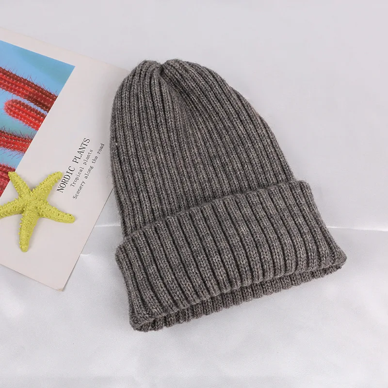

Autumn and winter new knitted hat pure color casual warm hat women 2020 gray