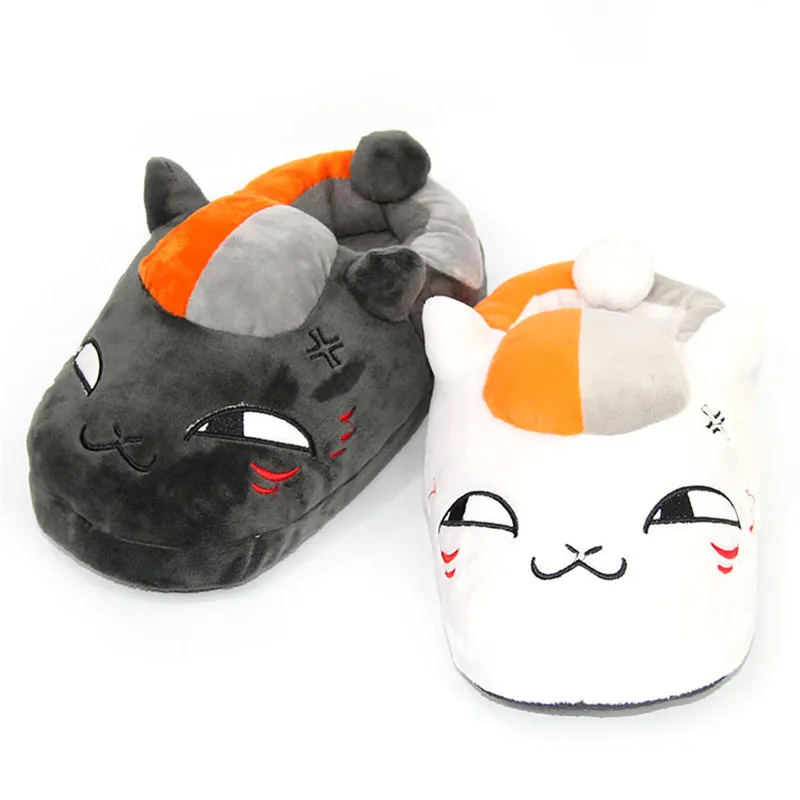 Меховые тапочки домашние шлепанцы с мультяшным животным котенком плюшевая обувь