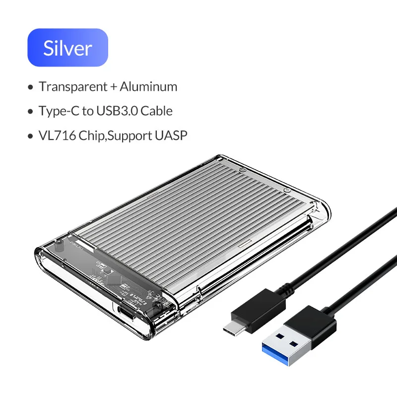ORICO HDD корпус Чехол USB3.1 Gen1 Тип C HDD чехол 4 ТБ жесткий диск Внешний корпус Чехол 5 Гбит/с для Windows/Mac - Цвет: Silver