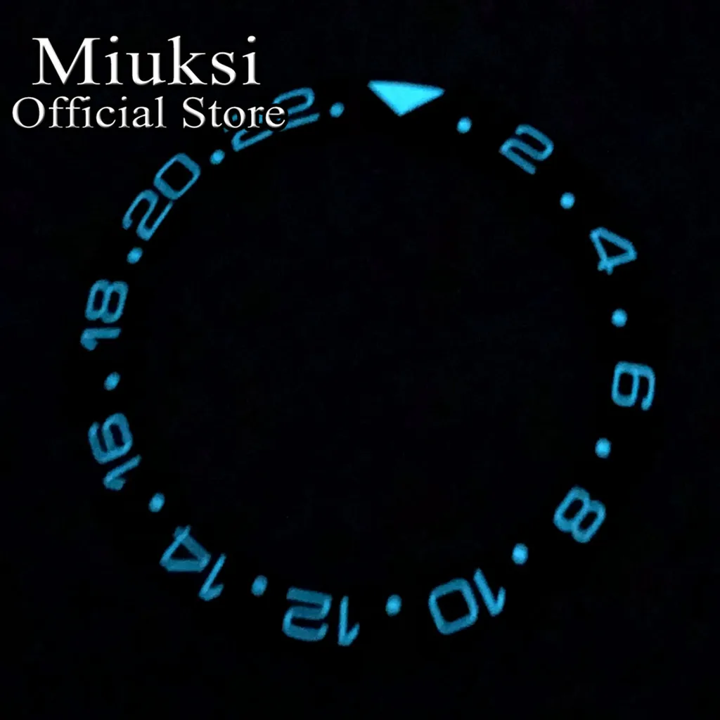 Miuksi 38mm super blue green luminous ceramic bezel insert fit 40mm watch case