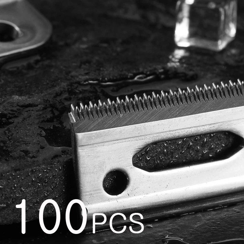 Silver-100 pcs Профессиональный шатающийся зуб сменный клипер лезвие из нержавеющей стали подвижное лезвие с коробкой - Цвет: Silver-100 pcs