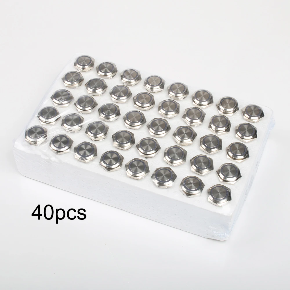 40 шт. 16 мм водонепроницаемый светодиодный металлический кнопочный переключатель