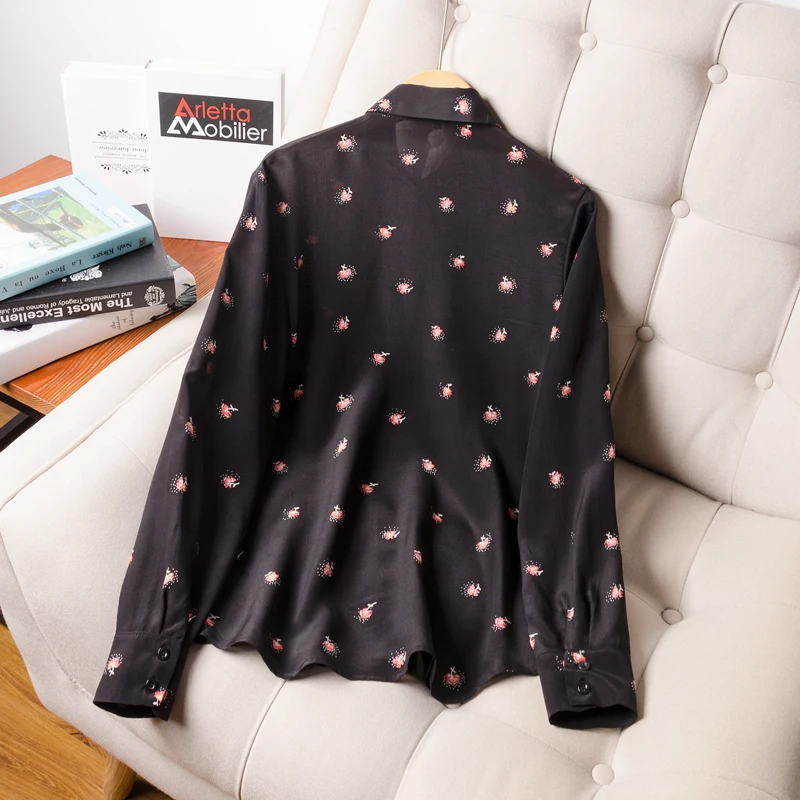 Женская блузка из натурального шелка 2020 тутового шелкопряда с длинным рукавом и