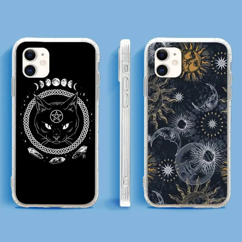 

Witches Moon Tarot Totem Phone Case For iPhone 13 12 11Pro Max 11 XR XS Max X Mini 8 7 6 SE 2020 Soft Transparent Cover
