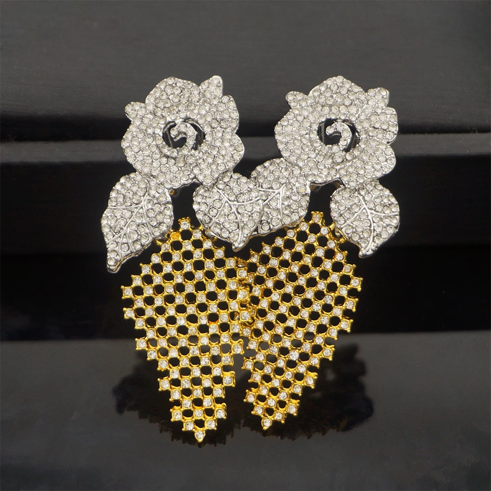 Изящные Ювелирные изделия роза с роскошными кристаллами цвета шампанского