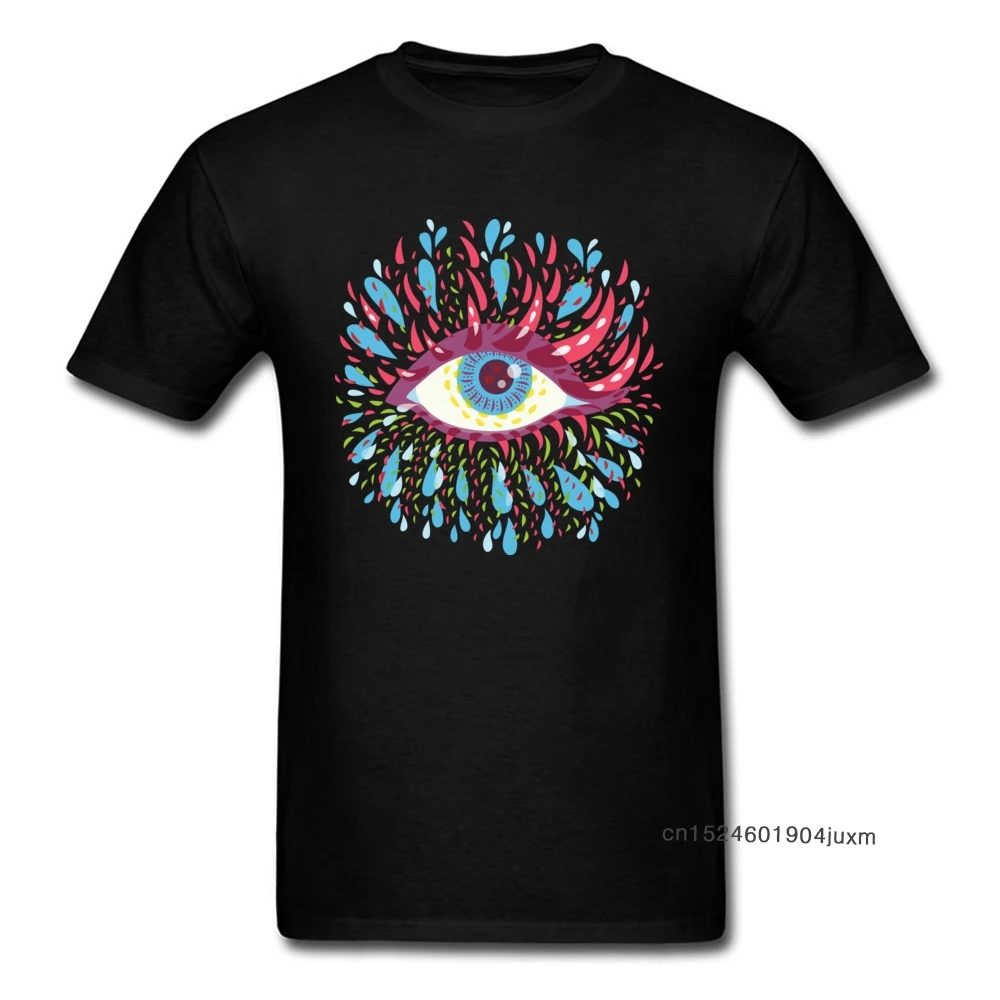 

Unique Men T Shirt Blue Psychedelic Eye Tshirt Print 100% Cotton Mens T-shirts Geek Short Sleeve Tees Retro Tops Free Shipping