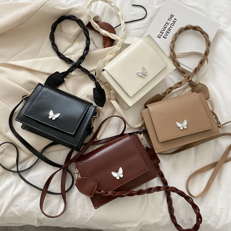 

Xiuya Textured Crossbody Bag Women 2021 Autumn Solid PU Leather Butterfly Cover Female Shoulder Bag Satchel Woman New Handbags