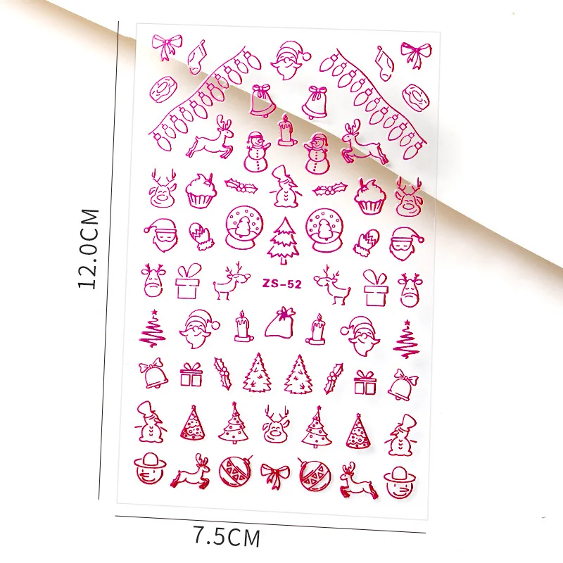 

Christmas manicure sticker gold stamping 3D gum waterproof nail sticker cross border new Santa manicure jewelry
