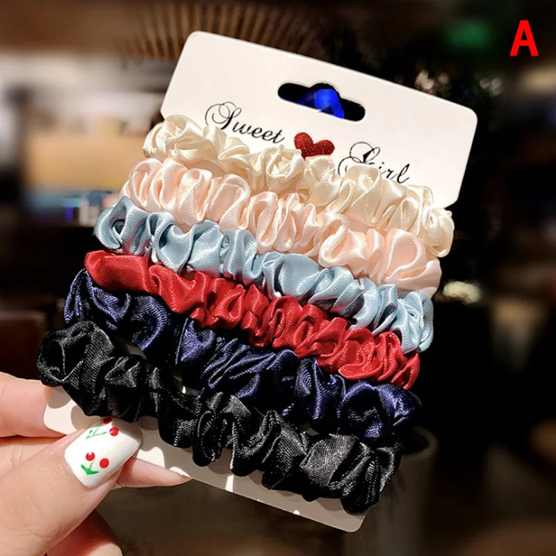 

6pc /set Scrunchie Tie Hair Ring Rope Women Girls Elastic Hair Rubber Bands Ponytail Holder Accessories Gum For Women