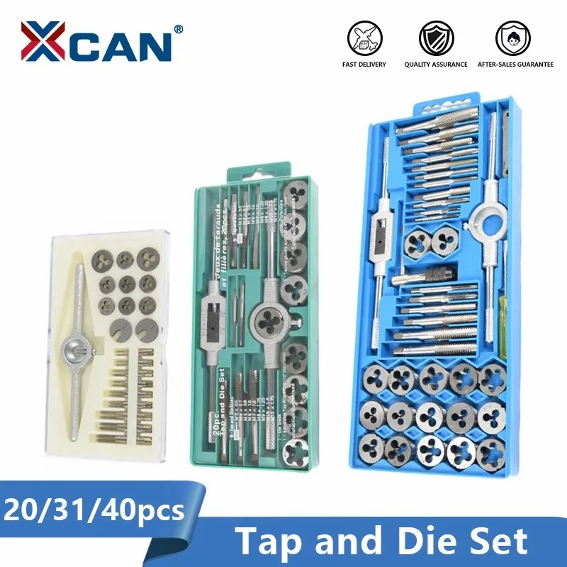 

XCAN Tap and Die Set 20/31/32/40pcs Screw Thread Plug Taps Wrench Die Alloy Steel Hand Tapping Tools Screw Tap Die