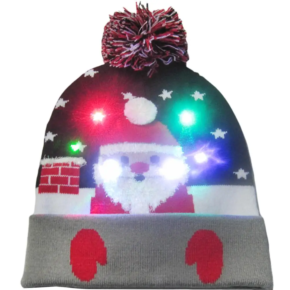 Рождество Шапки шапочка свитер светодиодный светильник вязаная шапка