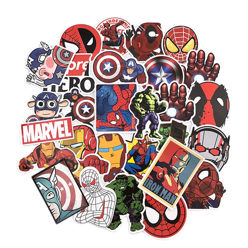 50 шт. Marvel Мстители мультфильм стикеры s водонепроницаемый для ноутбука мото скейтборд багаж гитара мебель наклейка игрушка н