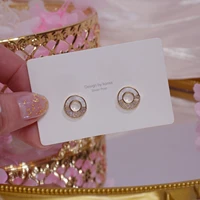 high quality 14k real gold simple stud earrings for women cubic zircon zc earrings