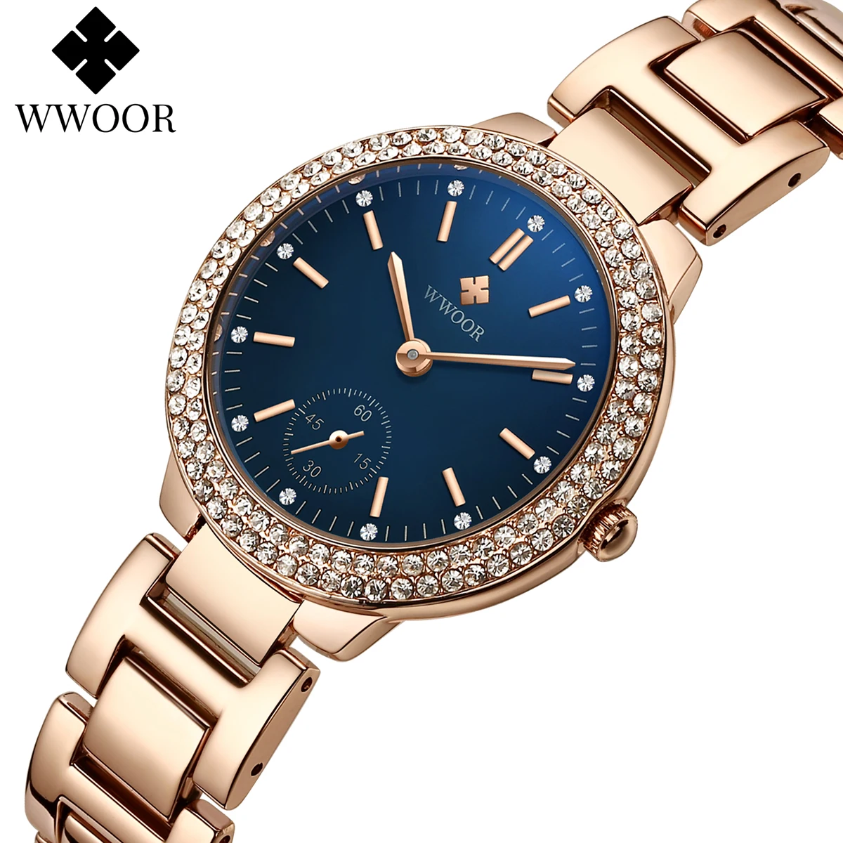 

2021 Women Watch WWOOR Fashion Casual Dress Rose Gold Quartz Watch Luxury Diamond Waterproof Ladies Wrist Watch Gift Reloj Mujer