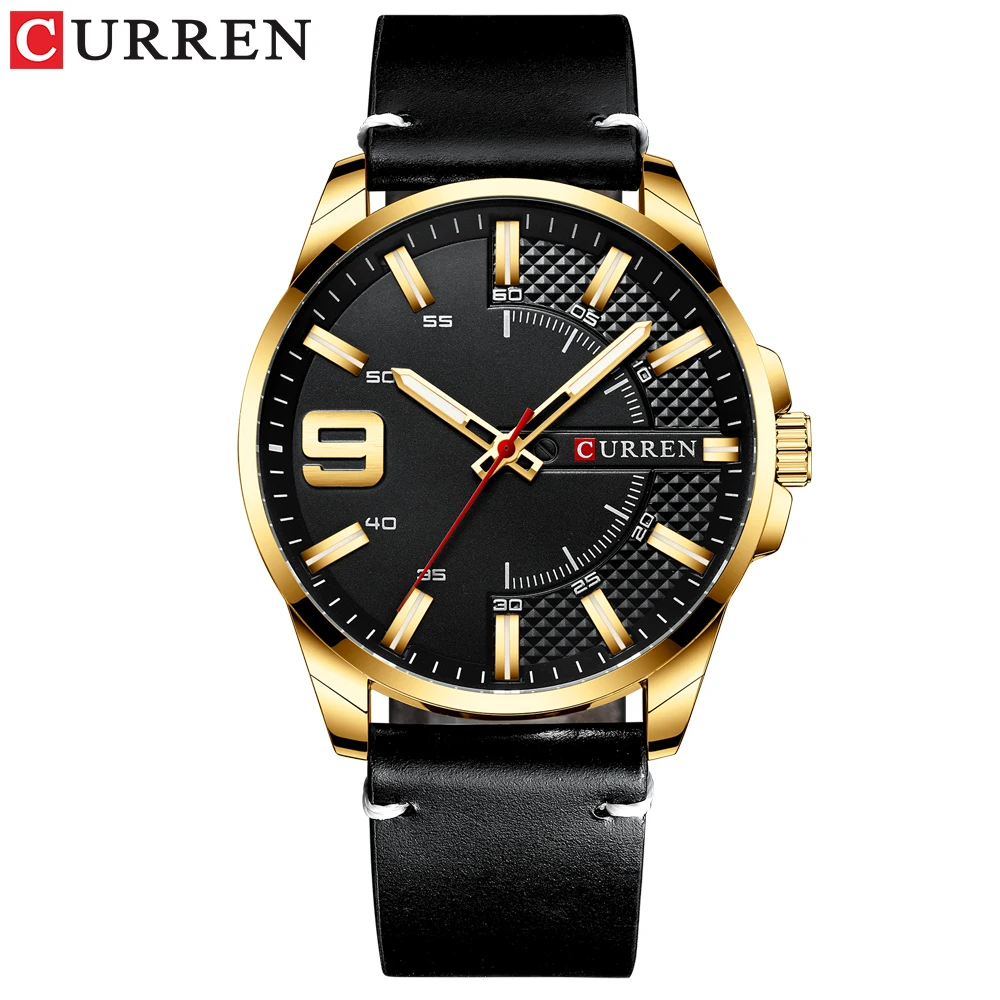 golden black Мужские часы CURREN, новинка, топ класса люкс, брендовые часы, мужские спортивные наручные часы с большим циферблатом, водонепроницаемые кварцевые мужские часы, Relogio Masculino - Цвет: golden black
