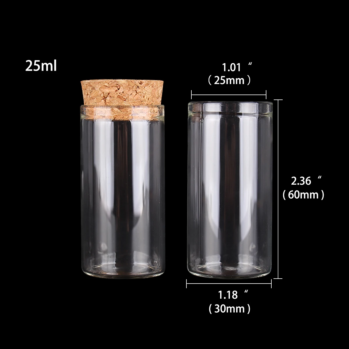

Лабораторная стеклянная пробирка с пробкой, 100 шт., 25 мл, 30*60 мм