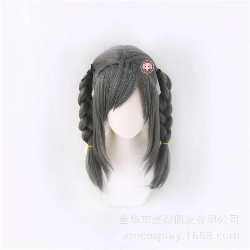 

Парик для косплея пекояма из аниме «данганронпа», двойной плетеный темно-серый синтетический костюм для Хэллоуина