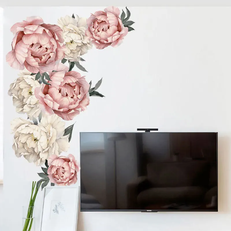 40*60 см ПВХ большие розовые фотонаклейки Романтические цветы домашний декор для