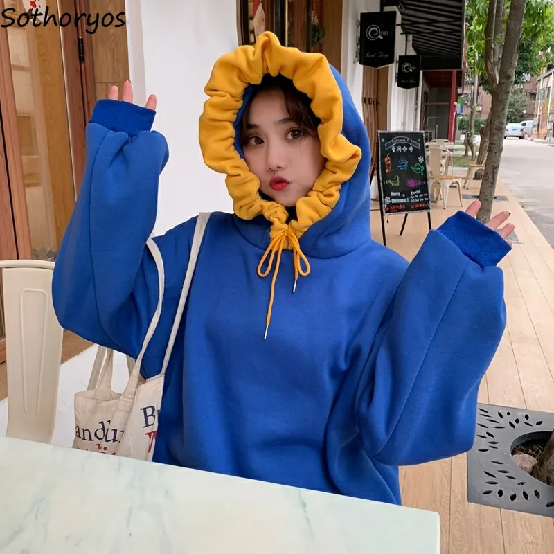 Женские толстовки с капюшоном Kawaii Ulzzang мягкая свободная Милая уличная одежда