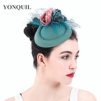 polyester medium green kentucky derby fascinator with veil occasion church hat bridal wedding headpieces multicolors new arrival