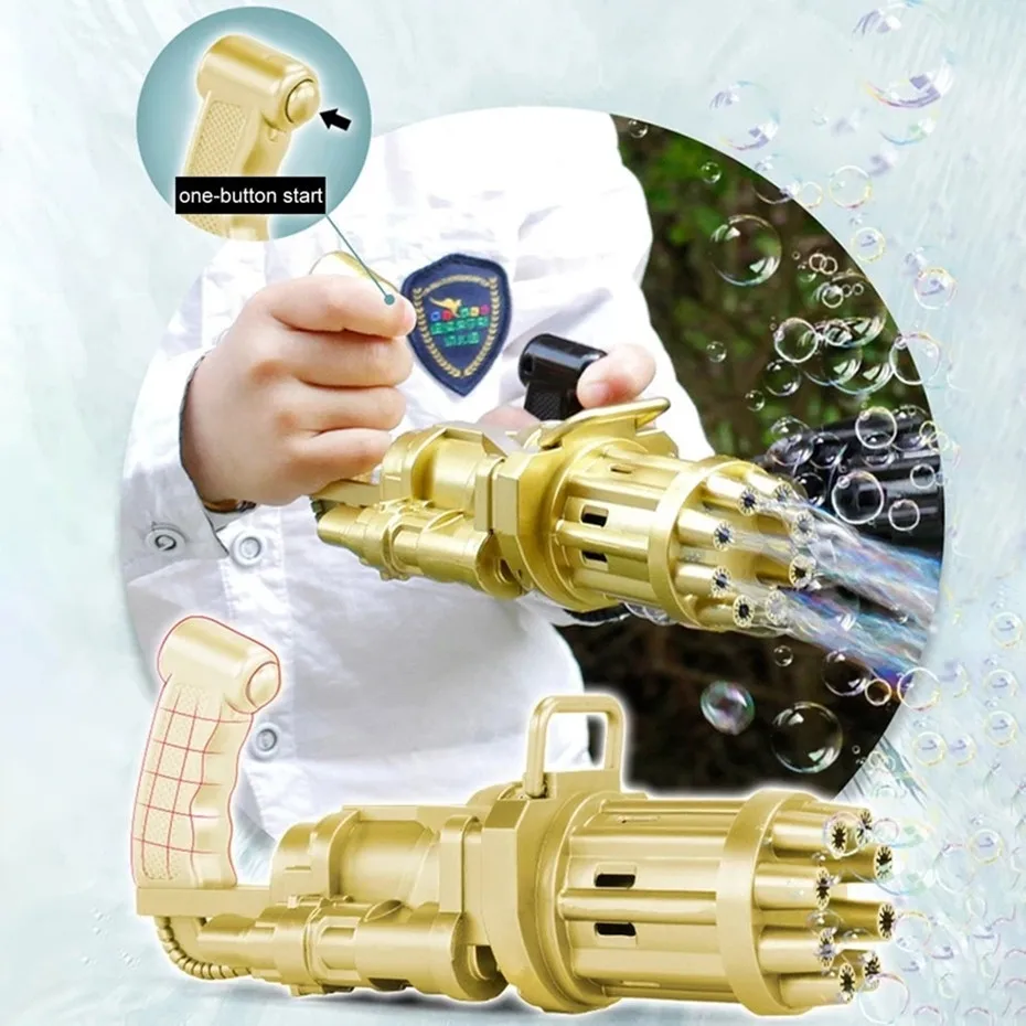 

New Kids Gatling Bubble Make Toys Summer Automatic Soap Water Bubble Machine For Children Toddlers Indoor Outdoor for girls Gift